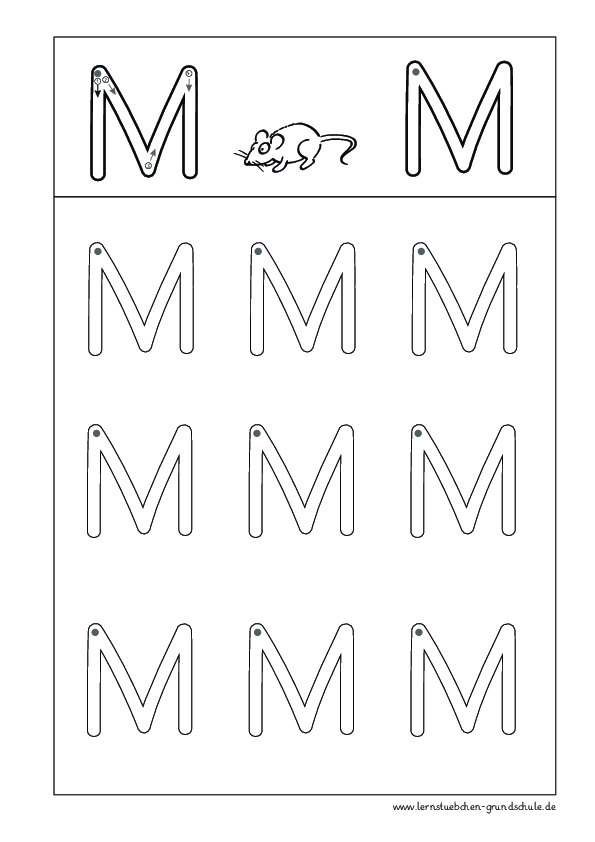 Nachfahrbuchstaben M - m